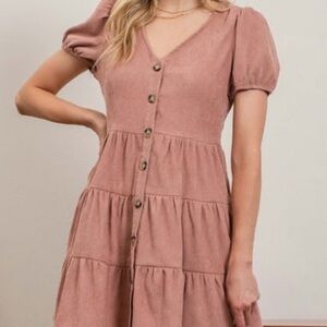 Elegant Pink Button-Down Dress